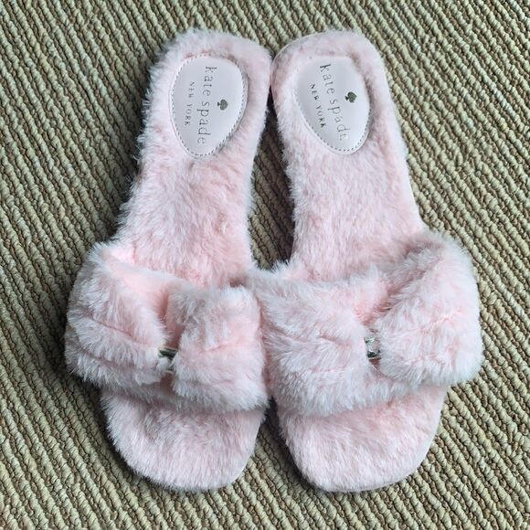 🆕Kate Spade fluffy pink slippers 10 - Picture 1 of 7